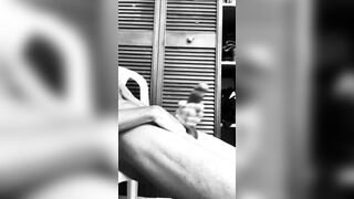monochrome big black cock fapping sesh - strong hj and jizz black20one