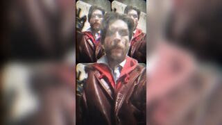 Oregonleatherboy Smoking Dressed in Burnt Sienna Leather Blazer Mindfuck