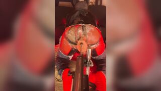 Femboy gaped by fuck stick on Drill Machine
