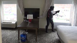 fapping off in front of 2 motel windows