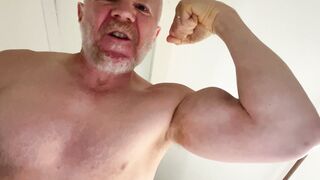 Good-sized spoken UK muscle Dad drilling you rock hard POINT OF VIEW, flexing, grunting and ejaculates all over you