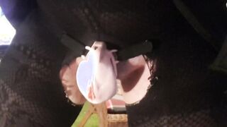 Purple slut is unclothing and urinating in virginity box for you