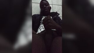 Ebony stud nutting in shower