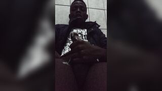 Ebony stud nutting in shower