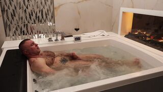 HUMID & UNSHAVED: Immense Muscle Fellow Solo in Luxury Jacuzzi - Yam-sized Flow