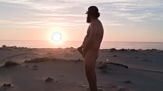 Tugging off at Sunset