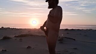 Tugging off at Sunset