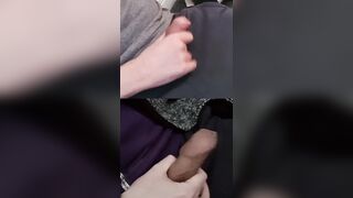 Petting 2 gigantic pulsing members with shiny precum beading strenuously.