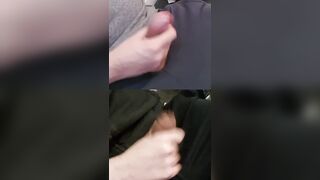 Jacking double wiry yam-sized members covered in pre-finish off at the dick-head.