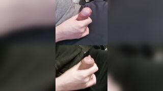 Fumbling 2 big big rods with shiny pre-seminal testicle tonic glistening.