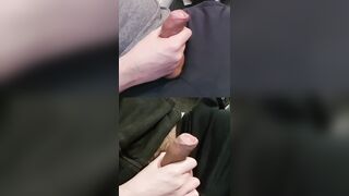 Jacking 2 ginormous wiry stiffys with shining pre-finish off on the dick-head.