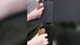 Jacking 2 ginormous wiry stiffys with shining pre-finish off on the dick-head.