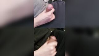 Jerking 2 chubby giant dicks trickling glossy pre-spunk from the crowns.