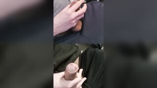 Tugging double large girthy hard-ons with pre-finish off shiny on the goes.
