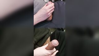 Tugging double large girthy hard-ons with pre-finish off shiny on the goes.