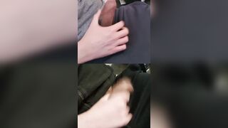 Jerking 2 phat stiff penises caked in super-fucking-hot pre-jizz on the tips.