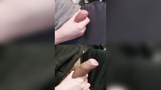 Jerking 2 phat stiff penises caked in super-fucking-hot pre-jizz on the tips.