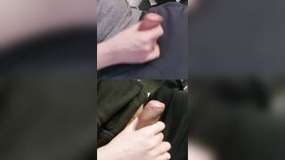 Tugging 2 stiff XXL lollipops with sizzling shining precum beading up.