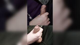 Stroking 2 ample sinewy members leaking pre-finish off from the tips.