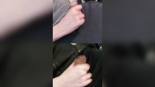 Jerking 2 engorged pulsating members trickling pre-seminal testicle tonic at the goes.