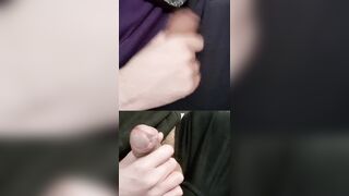 Mitt-jobbing 2 girthy pulsing fuck-sticks with steaming precum trickling out.