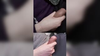 Masturbating 2 sinewy chisels cascading goopy pre-spunk at the penis head.