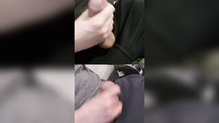 Jacking 2 XXL stiffys with pre-jizm glossy at the tips.