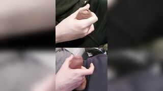 Jacking 2 XXL stiffys with pre-jizm glossy at the tips.