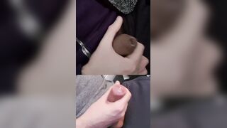 Jerking 2 obese piles with pre-jizm glistening on the crowns.