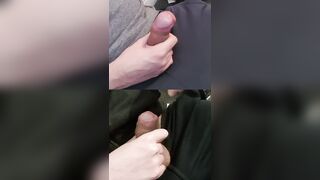 Masturbating double sinewy XXL members frosted in pre-finish off at the penis head.