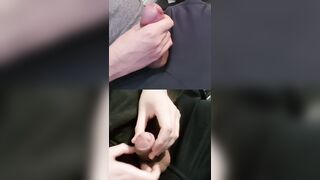 Masturbating double sinewy XXL members frosted in pre-finish off at the penis head.