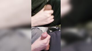 Jacking double enormous rods with precum glossy at the tips.