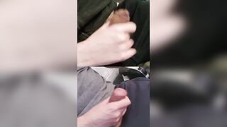 Bashing 2 stiff sausages with shiny precum on the goes.