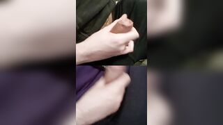 Jerking 2 rock-hard lollipops with pre-spunk glossy on the tips.