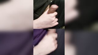 Draining 2 giant sausages with precum glossy on the tips.