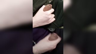 Tugging a pair of gigantic schlongs with pre-spunk glistening on the dick-head.