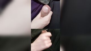 Touching 2 girthy engorged peckers with pre-spunk beading on the penis head.