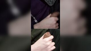 Draining double yam-sized hard hard-ons with glossy pre-jism slicking the penis head.