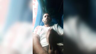 Uncircumcised exhib and spunking on bus
