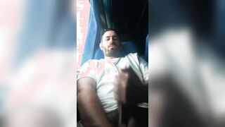 Uncircumcised exhib and spunking on bus