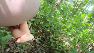 Femboy joy with a fuck stick in the woods