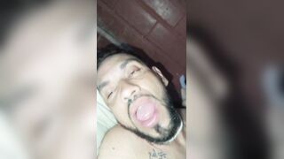 I stroked off and the jizm fell on my face, facial cumshot