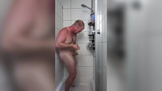 Nick Zwei private trims himself as he washes himself in the douche