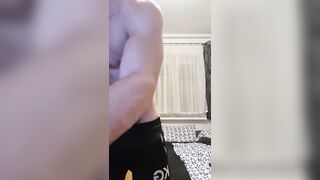 muscled bodybuilder sport model jerk at building