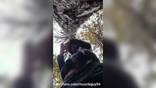 muscled bodybuilder onanism in forrest
