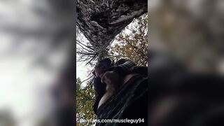 muscled bodybuilder onanism in forrest