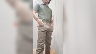 Twinky Guy Attempts Clothes on in the Dressing Apartment