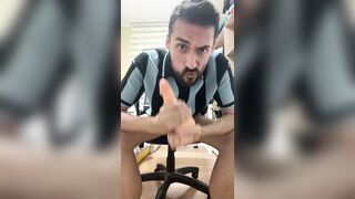 Stiff father demonstrates off and jizzes like a flow