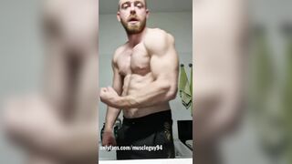 beefy bodybuilder doing muscle idolize