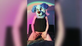 Leaking a BUNCH of precum in my fursuit mitts-free-for-all!
